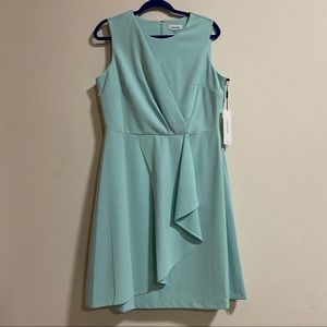 NWT Calvin Klein Cascading Ruffle Dress in Mint